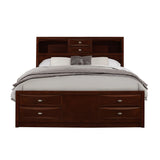 New Merlot veneer King Bed with bookcase headboard  10 drawers