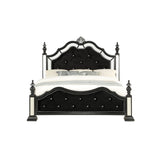 Black Felt finish King Bed with crystal mirrored embellished