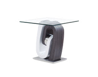 White and Dark Grey Ultra modern Glass top End Table