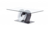 White and Dark Grey Two Tone Ultra modern Coffee Table with Glass Top