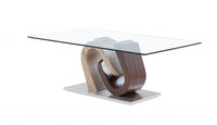 Oak and Walnut Ultra modern Glass top Coffee Table