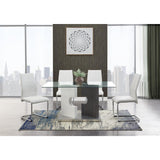 Contemporary Puzzle Gray and White Double Base Glass Dining Table