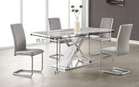 Elegant Marble Glass Top Dining Table with X Base Stainless Steel Accents