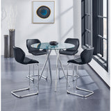 Chrome Metal Legs Bar Table with Round Tempered Glass Top