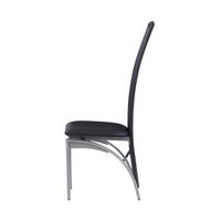 Set of 4 Black Curved back Dining Chairs with Silver Metal Legs