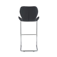 Set of 4 Modern Black Barstools with Chrome Legs