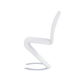 Set of 2 White  Z Shape design Dining Chairs with Horse Shoe Shape Base