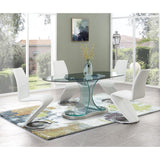 Set of 2 White  Z Shape design Dining Chairs with Horse Shoe Shape Base