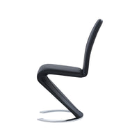 Set of 2 Black  Z Shape design Dining Chairs with Horse Shoe Shape Base