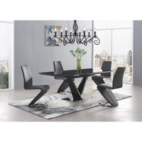 Set of 2 Black  Z Shape design Dining Chairs with Horse Shoe Shape Base