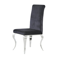 Set of 2 Black Dining Chairs with Silver Tone Legs