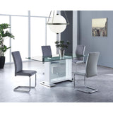 Set of 4 Two Tone Grey and Chrome Dining Chairs
