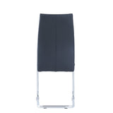 Set of 4 Modern Black Dining Chairs with Chrome Metal Base