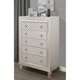 Champagne Toned Chest with Tapered Acrylic Legs and 5 Drawers