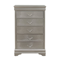 Silver Tone Chest with 5 Spacious Interior Drawers