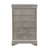 Silver Tone Chest with 5 Spacious Interior Drawers