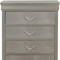 Silver Tone Chest with 5 Spacious Interior Drawers