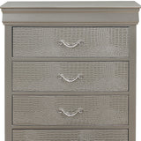 Silver Tone Chest with 5 Spacious Interior Drawers