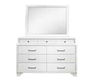 White Mirror with Rectangular Wood Trim