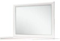 White Mirror with Rectangular Wood Trim