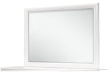 White Mirror with Rectangular Wood Trim