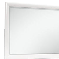 White Mirror with Rectangular Wood Trim