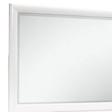 White Mirror with Rectangular Wood Trim