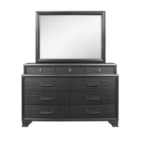 Grey Mirror with Rectangular Wood Trim