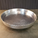 Handcrafted 13" Hammered Stainless Steel Round Tray