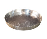 Handcrafted 13" Hammered Stainless Steel Round Tray