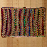 2' x 3'  Rainbow Colors Jute Rag Braided Scatter Rug