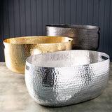 Handcrafted Hammered Stainless Steel Oval Beverage Tub