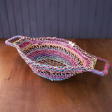Colorful Braided Jute Centerpiece Basket with Handles