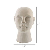 11" Matte White Ceramic Bust Decorative Sculpture