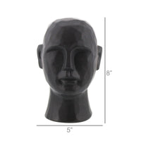 8" Matte Black Ceramic  Bust Decorative Sculpture