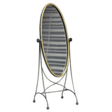 Gray and Gold Oval Vanity Floor Mirror