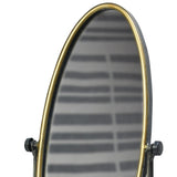 Gray and Gold Oval Vanity Floor Mirror