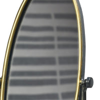 Gray and Gold Oval Vanity Floor Mirror