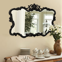 Scallop Mirror with Ornate Black Lacquer Frame