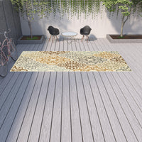 3' x 5' Ivory Grey Floral Medallion Indoor Outdoor Area Rug