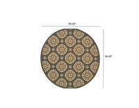 9' x 13' Grey Gold Floral Medallion Discs Indoor Outdoor Area Rug