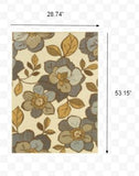 5' x 8' Ivory Gray Large Floral Blooms Indoor Outdoor Area Rug
