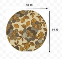 5' x 8' Ivory Gray Large Floral Blooms Indoor Outdoor Area Rug