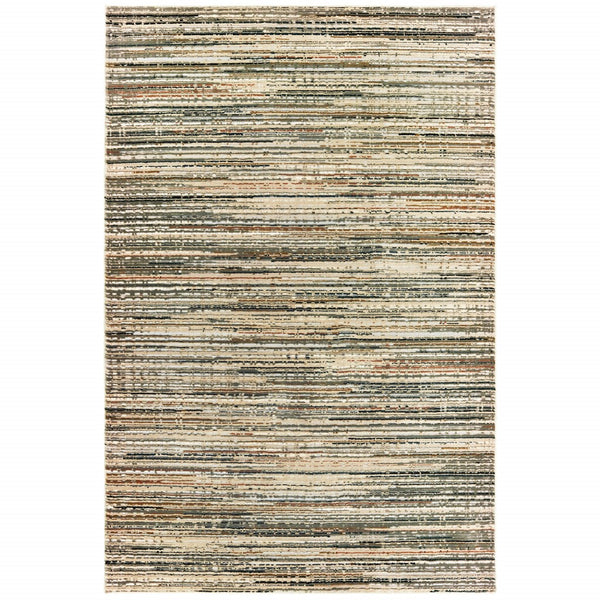 5' x 8' Ivory Sage Abtract Lines Indoor Area Rug