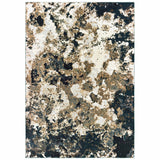 9' x 12' Ivory Navy Abstract Marble Indoor Area Rug