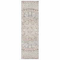 5' x 8' Ivory Grey Distresed Oversize Medallion Indoor Area Rug