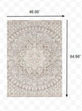 5' x 8' Ivory Grey Distresed Oversize Medallion Indoor Area Rug