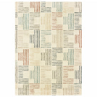 5' x 7' Ivory Multi Neutral Tone Scratch Indoor Area Rug