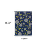 4' x 6' Indigo and Lime Green Floral Indoor Outdoor Area Rug