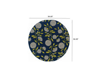 4' x 6' Indigo and Lime Green Floral Indoor Outdoor Area Rug